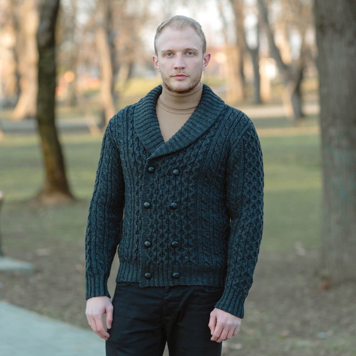 Double Breasted Shawl Cardigan - The Celtic Gift Store - 