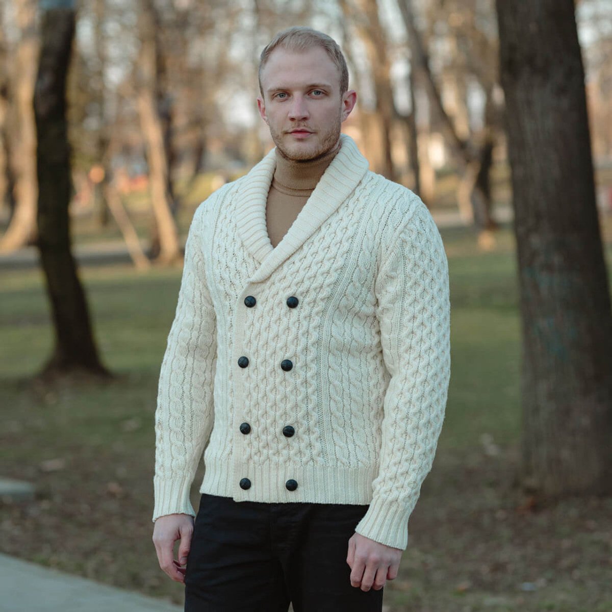 Double Breasted Shawl Cardigan - The Celtic Gift Store - 
