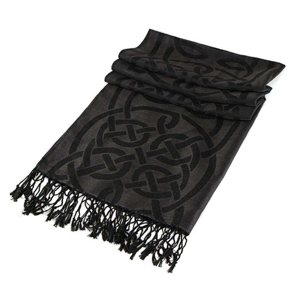 Double Sided Celtic Knot Scarf- Black