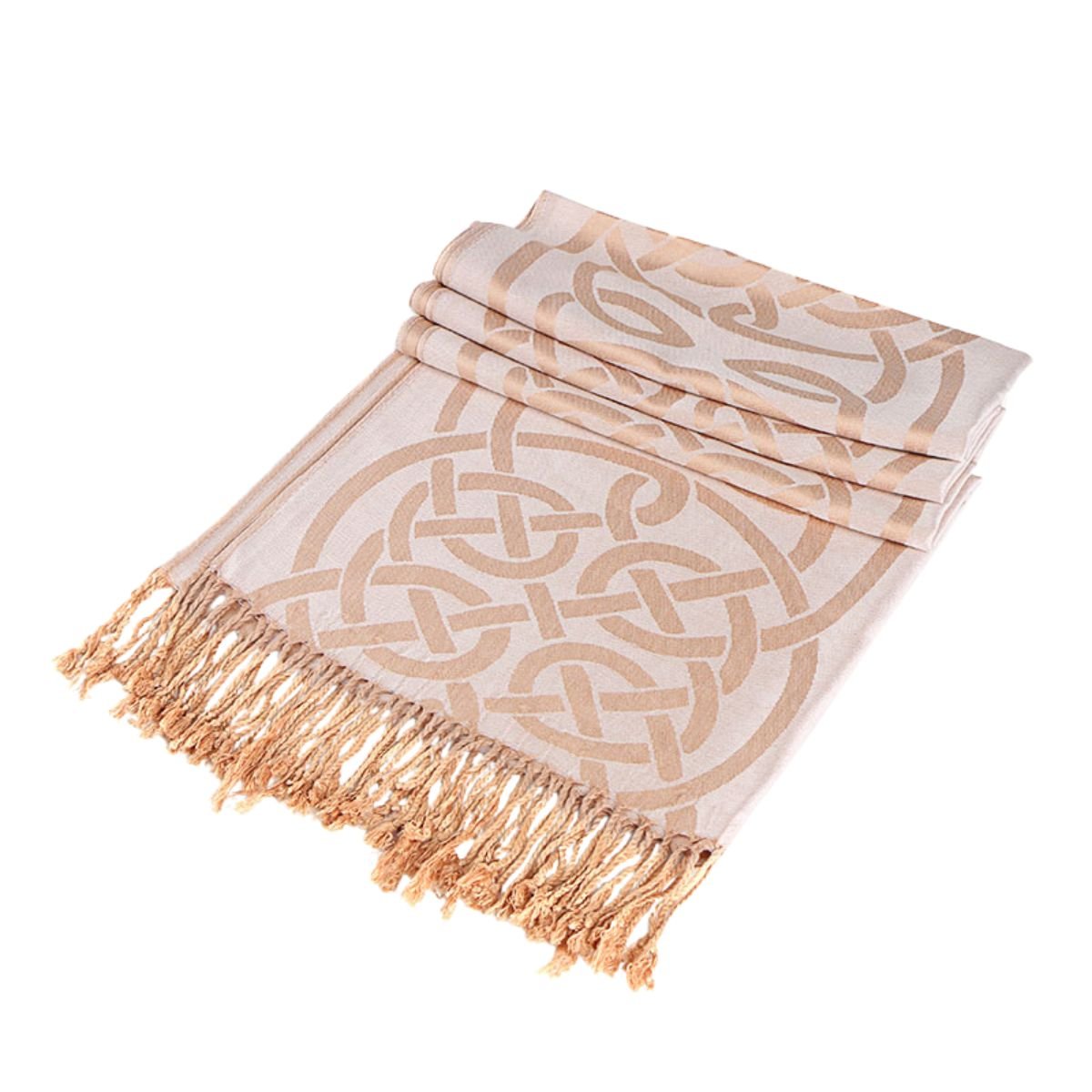Double Sided Celtic Knot Scarf - Cream
