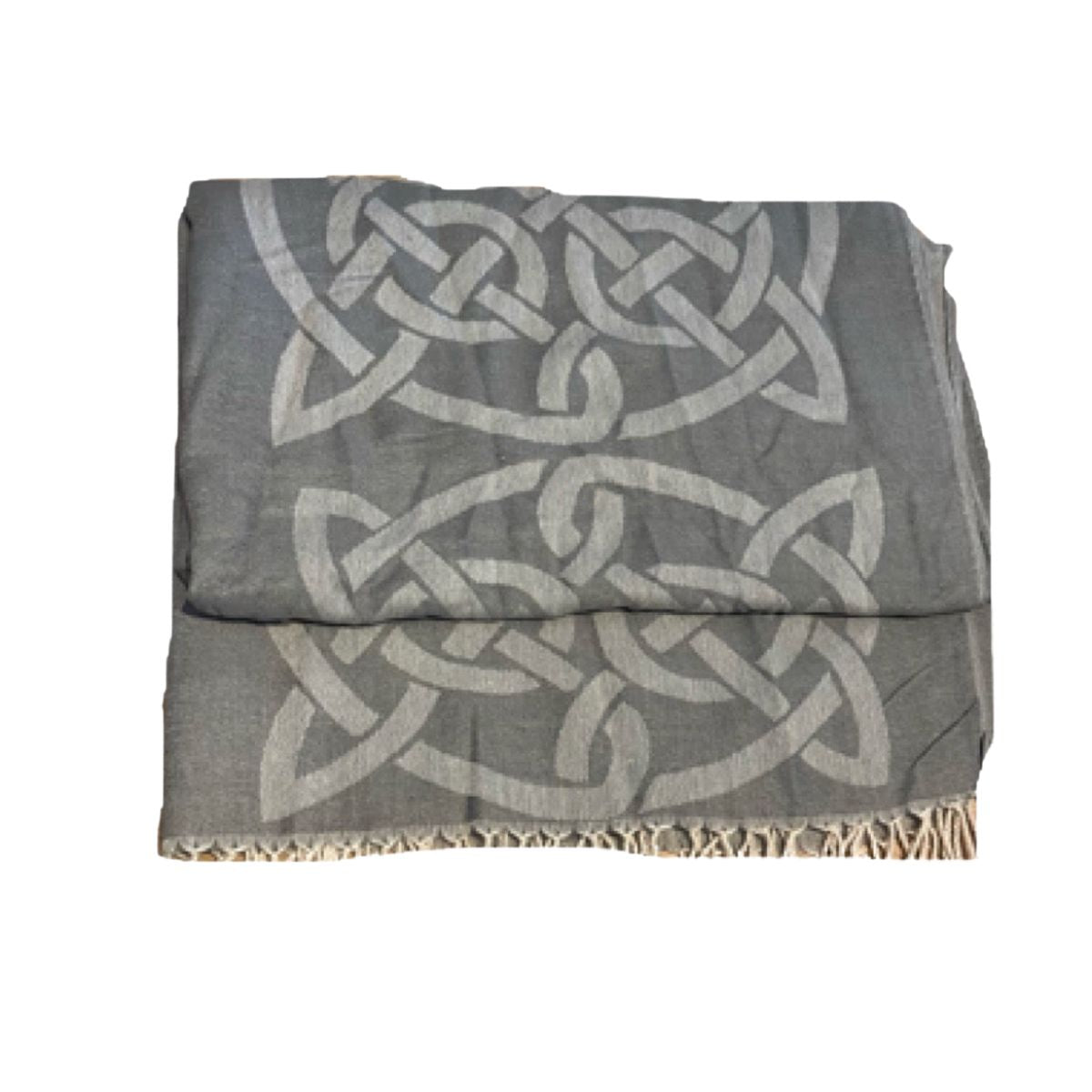 Double Sided Celtic Knot Scarf - Grey