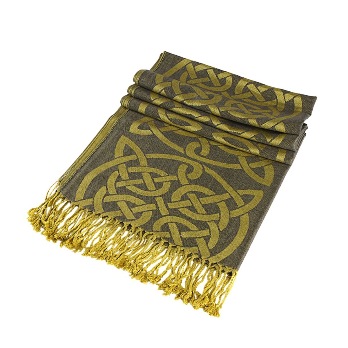 Double Sided Celtic Knot Scarf - Olive Green