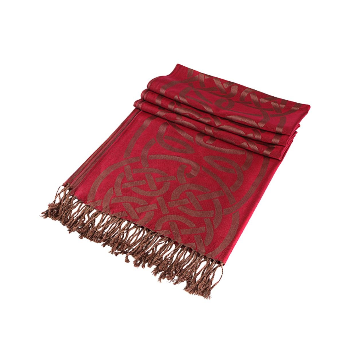 Double Sided Celtic Knot Scarf - Rust Red