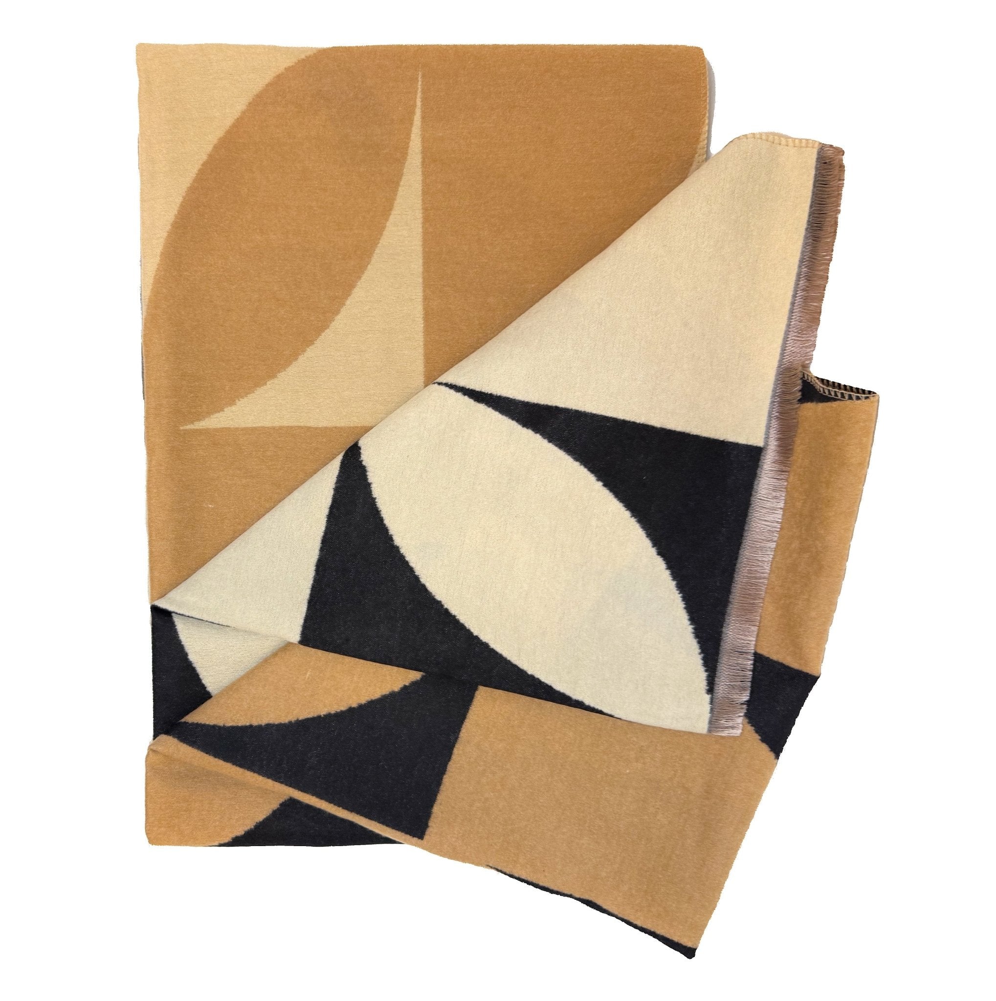 Double Sided Cubic Shamrock Scarf - Black/Beige - The Celtic Gift Store - Scarves & Shawls