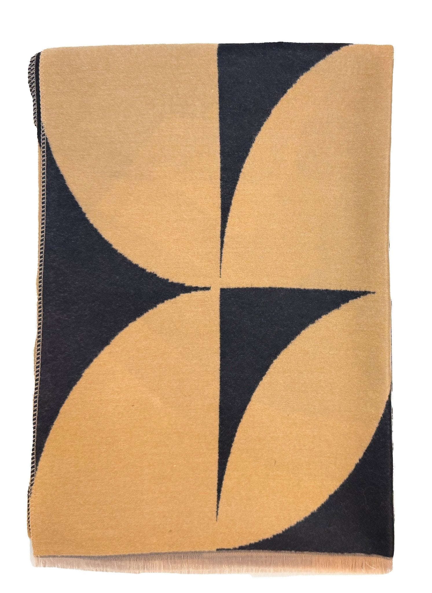 Double Sided Cubic Shamrock Scarf - Black/Beige - The Celtic Gift Store - Scarves & Shawls