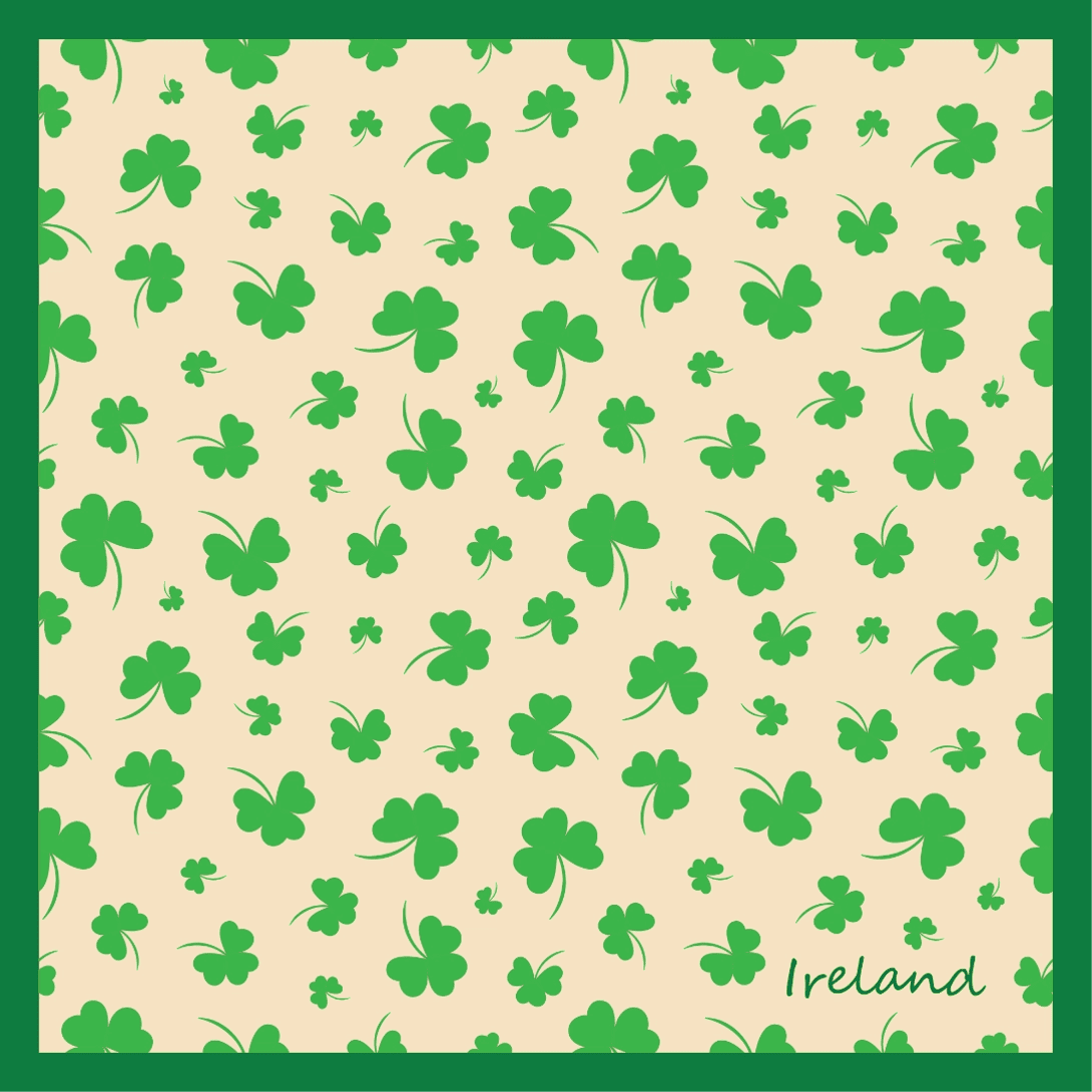 Double Sided Square Shamrock Scarf - Green/Cream