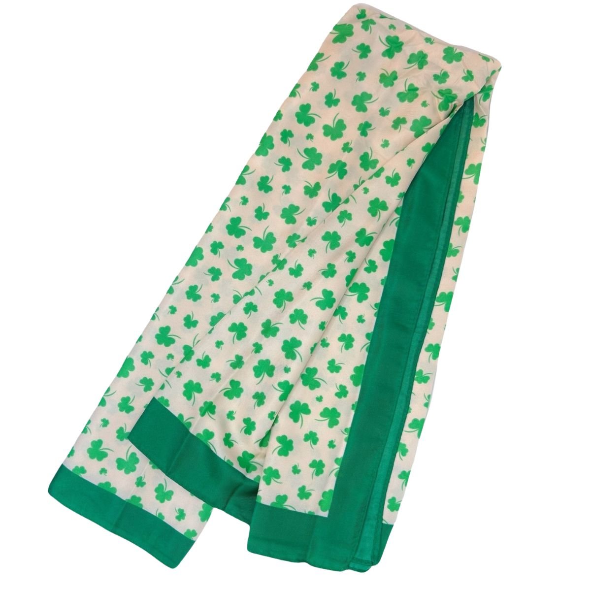 Double Sided Square Shamrock Scarf - Green/Cream