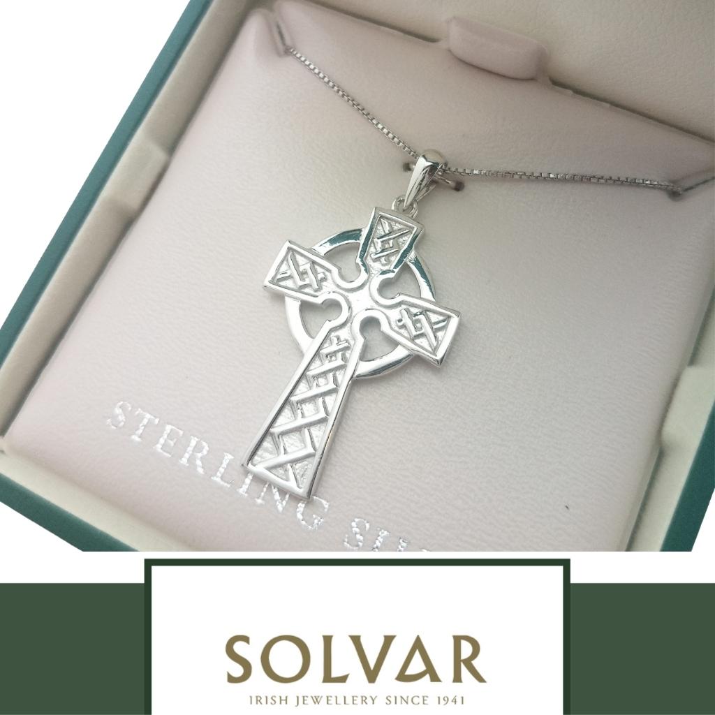 Double Sided Sterling Silver Celtic Cross Necklace