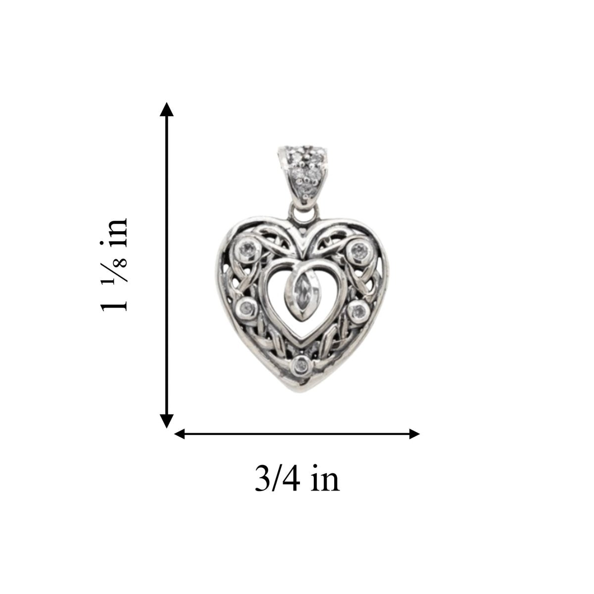 Double Sided Sterling Silver Celtic Heart Pendant - Small - The Celtic Gift Store - Necklaces