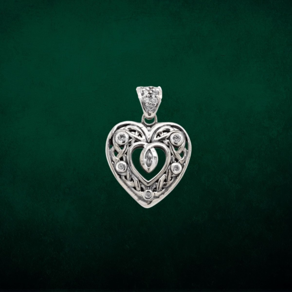 Double Sided Sterling Silver Celtic Heart Pendant - Small - The Celtic Gift Store - Necklaces