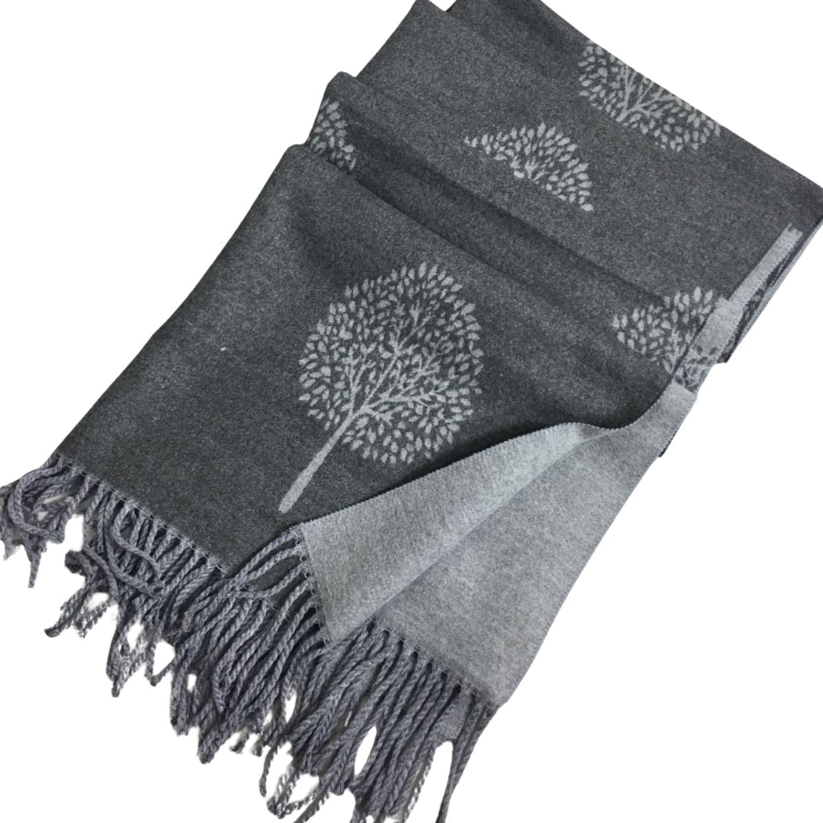 Double Sided Tree Scarf - Light Grey/Dark Grey