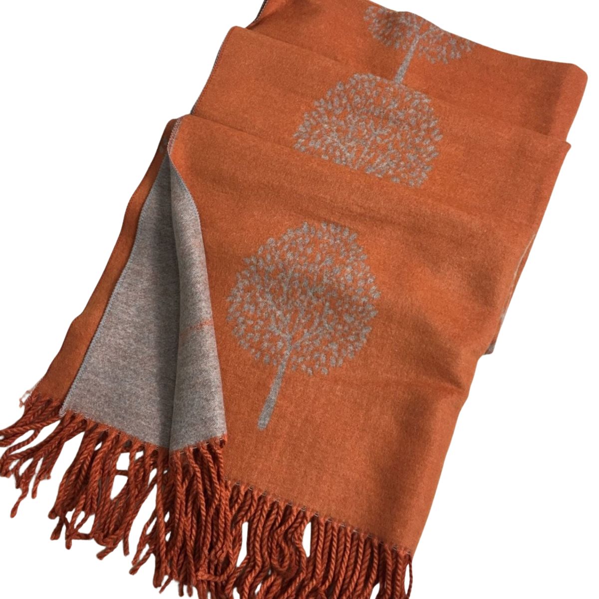 Double Sided Tree Scarf - Orange/Grey