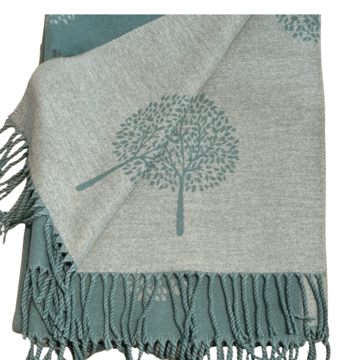 Double Sided Tree Scarf - Teal/Grey