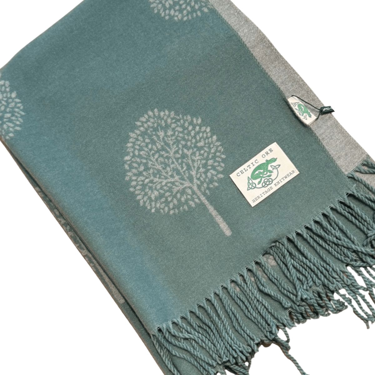 Double Sided Tree Scarf - Teal/Grey