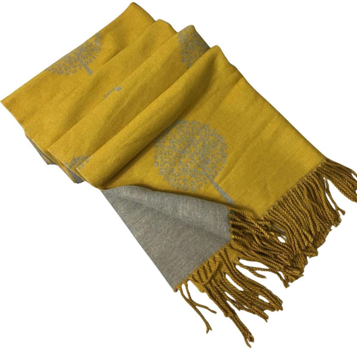 Double Sided Tree Scarf - Yellow/Grey