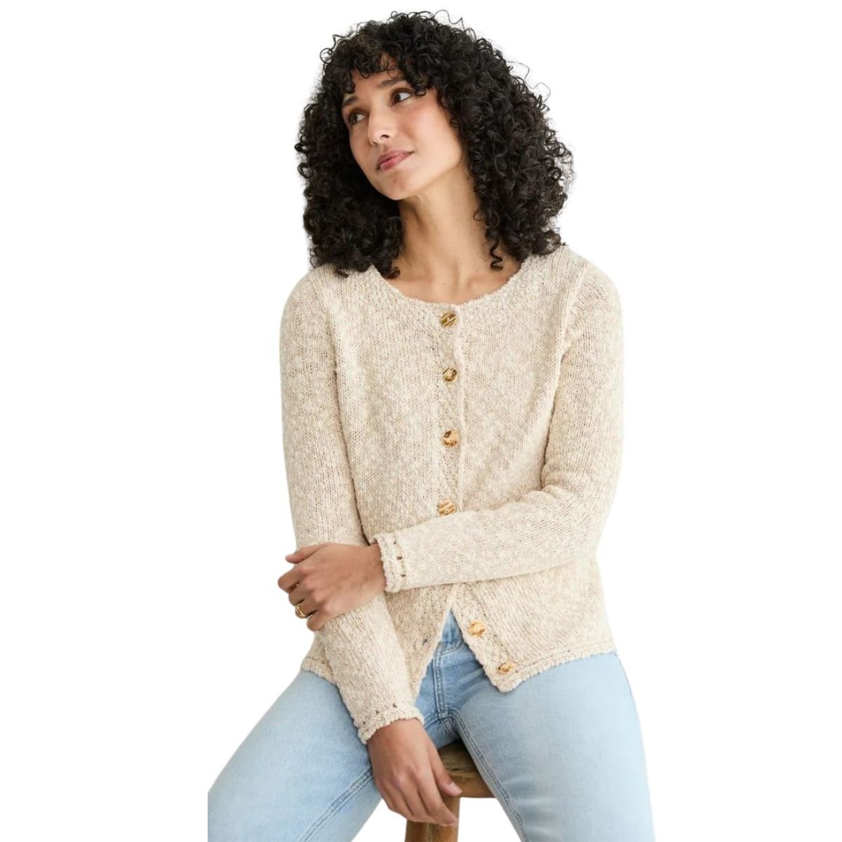 Epona Cotton/Linen Cardigan - Warm Oat