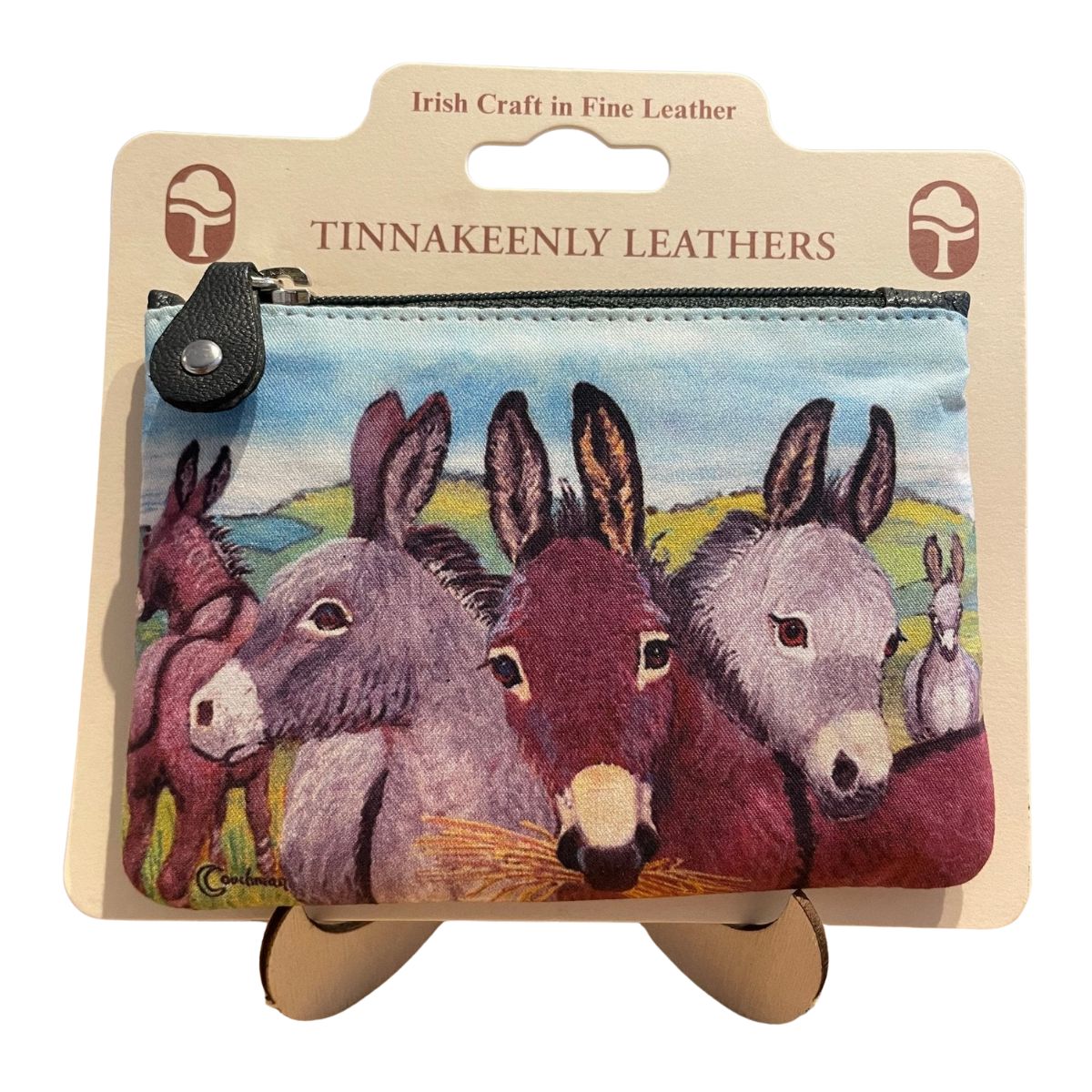 Fabric and Irish Leather Donkey Change Purse