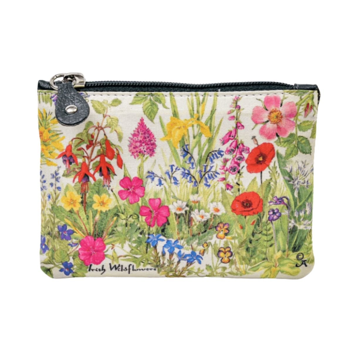 Fabric and Irish Leather Irish Wildflowers Change Purse