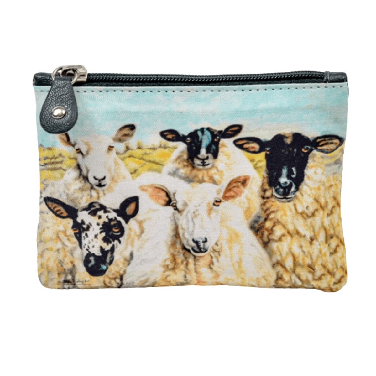 Fabric and Irish Leather Sheep Change Purse
