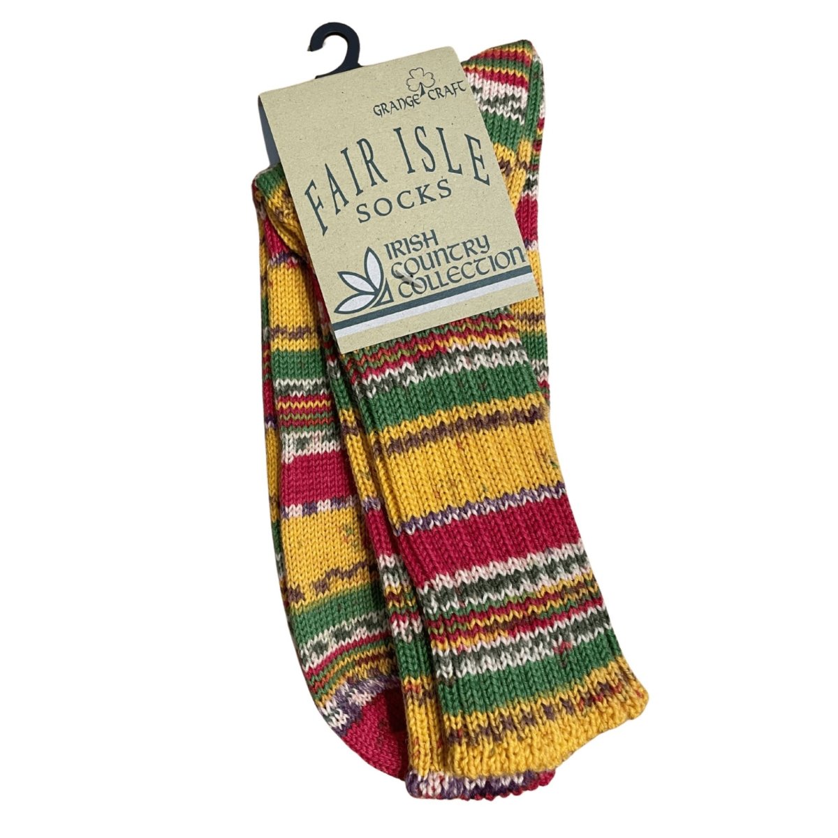Fair Isle Socks - Yellow Stripe - The Celtic Gift Store - Socks
