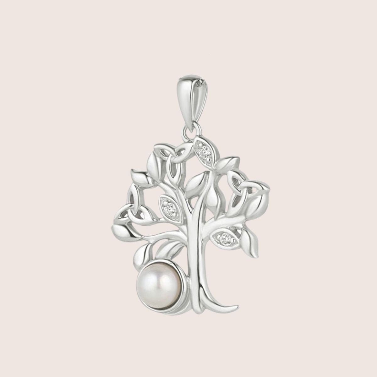 Freshwater Pearl Sterling Silver Tree of Life Necklace