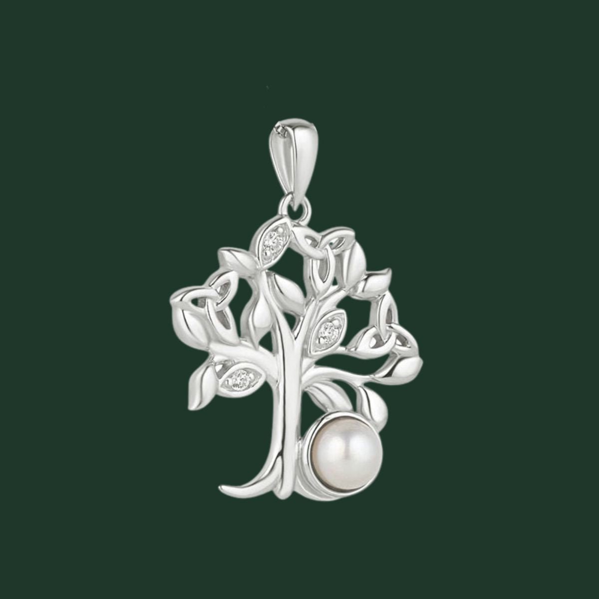 Freshwater Pearl Sterling Silver Tree of Life Necklace