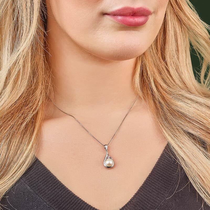 Freshwater Pearl Sterling Silver Trinity Knot Necklace - The Celtic Gift Store - Necklaces
