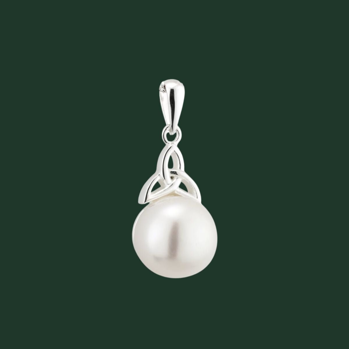 Freshwater Pearl Sterling Silver Trinity Knot Topped Necklace