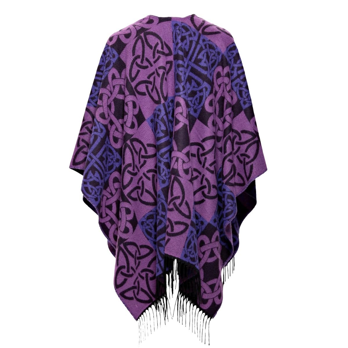 Fringed Shawl with Full Celtic Motif - Purple