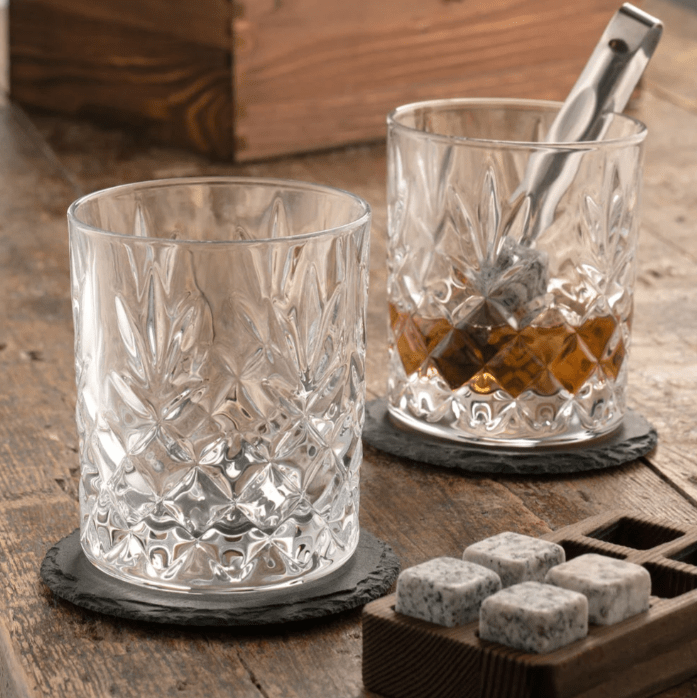 Galway Crystal Renmore Whiskey Glass Set in Engraved Wooden Box - The Celtic Gift Store - Drinkware Sets