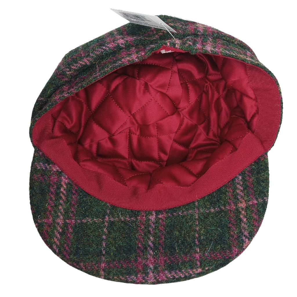 Glen Appin Ladies Dark Green and Plum Check Harris Tweed Cap