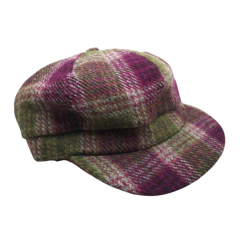 Glen Appin Ladies Heather Check Harris Tweed Cap