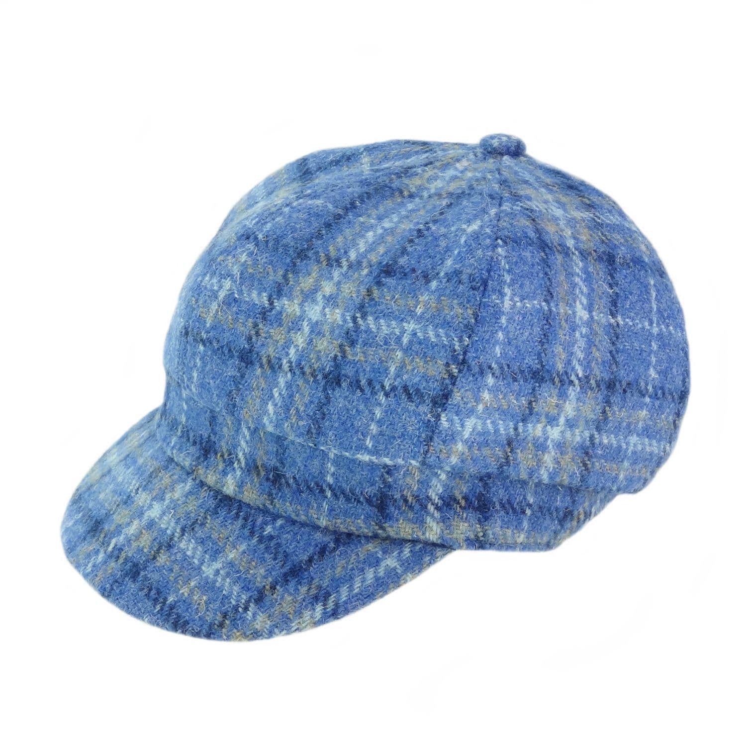 Glen Appin Ladies Light Blue Check Harris Tweed Cap - The Celtic Gift Store - Hats