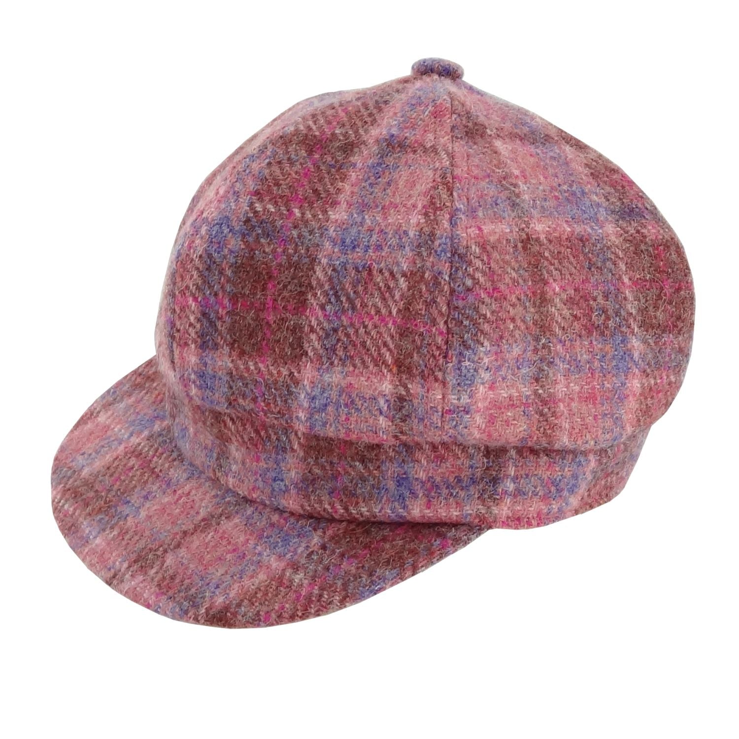 Glen Appin Ladies Pink Check Harris Tweed Cap - The Celtic Gift Store - Hats