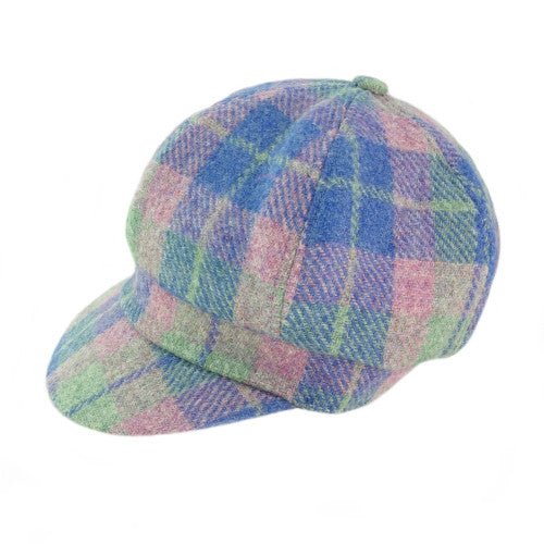 Glen Appin Ladies Soft Blue & Pink Tartan Harris Tweed Cap - The Celtic Gift Store - Hats