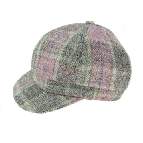 Glen Appin Ladies Soft Pink Buchanan Tartan Harris Tweed Cap - The Celtic Gift Store - Hats
