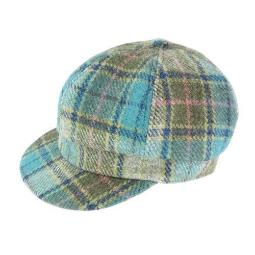 Glen Appin Ladies Turquoise Tartan Harris Tweed Cap - The Celtic Gift Store - Hats