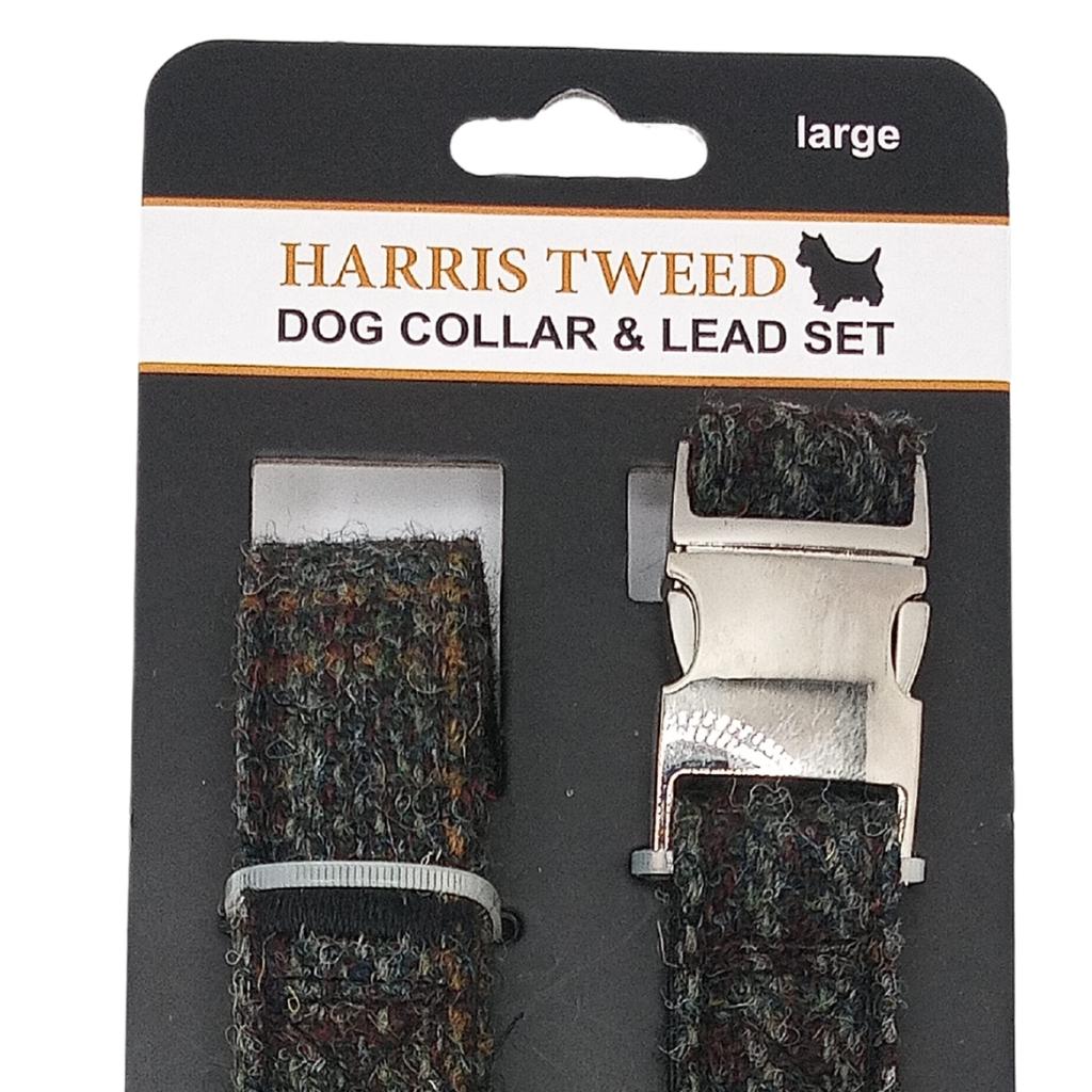 Glen Appin Large Brown And Grey Harris Tweed Dog Collar And Lead