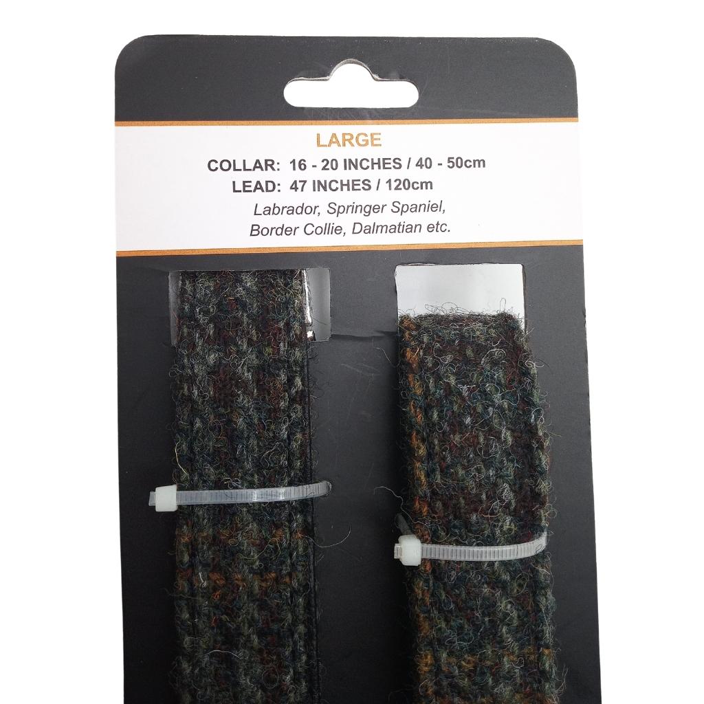 Glen Appin Large Brown And Grey Harris Tweed Dog Collar And Lead