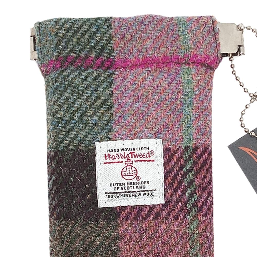 Glen Appin Muted Green and Rose Pink Tartan Harris Tweed Glasses Case