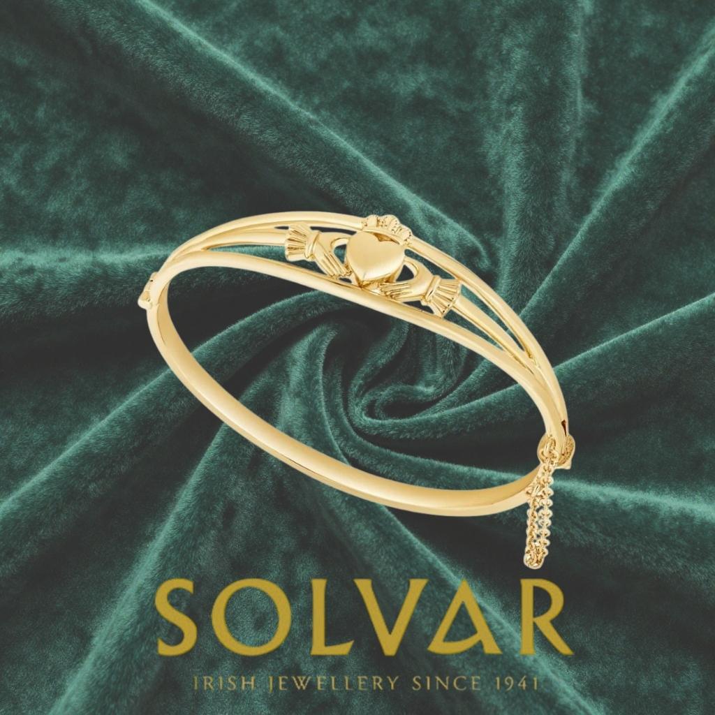 Gold Plated Claddagh Bangle