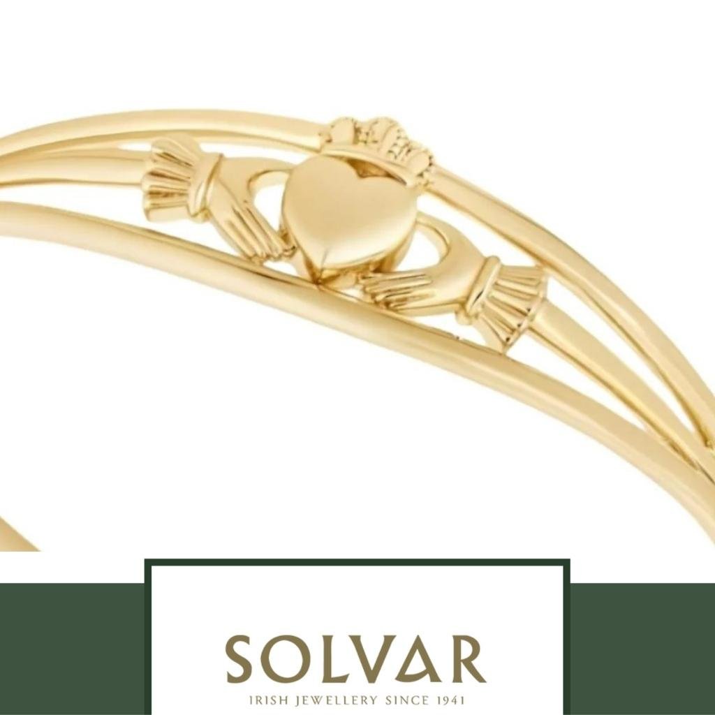 Gold Plated Claddagh Bangle