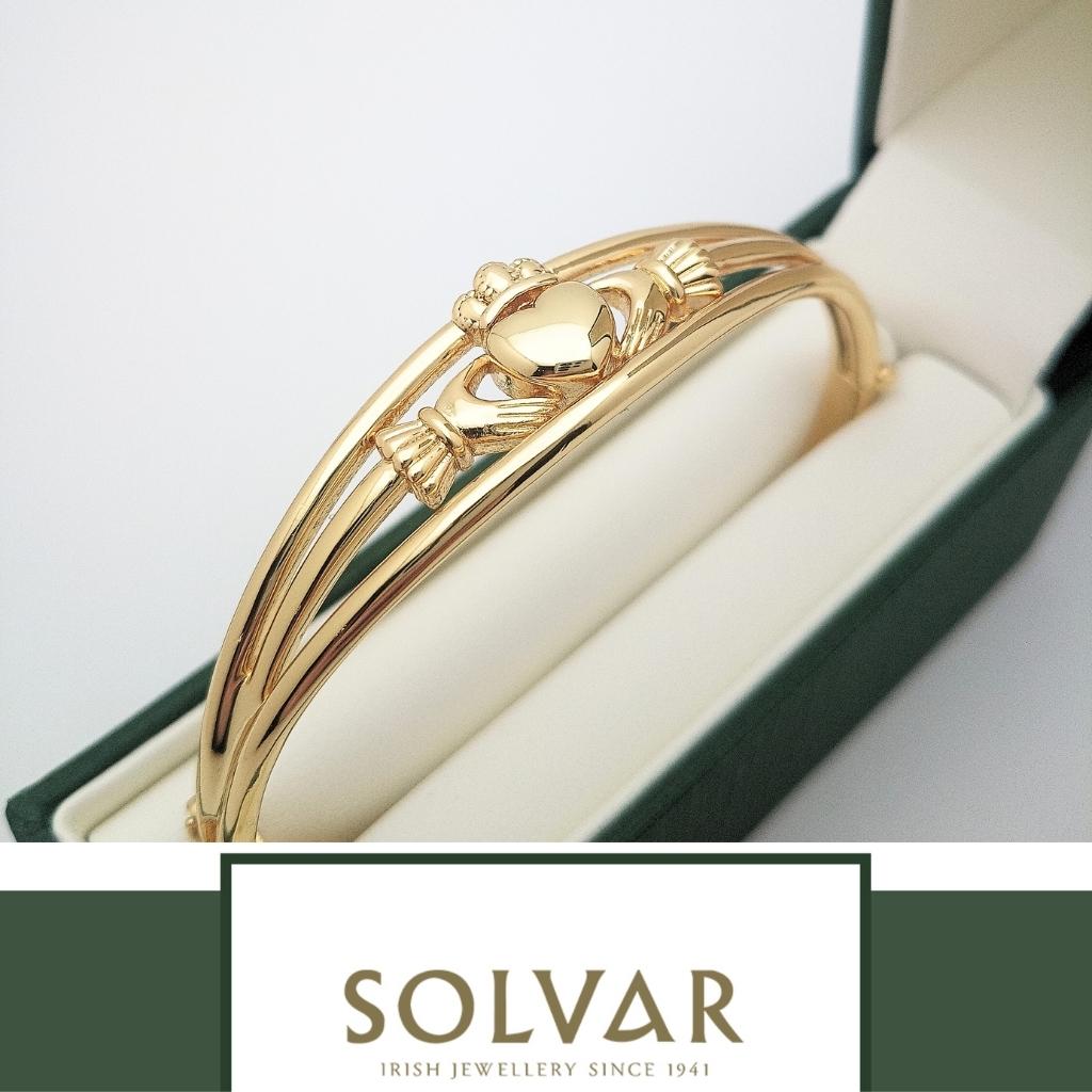 Gold Plated Claddagh Bangle