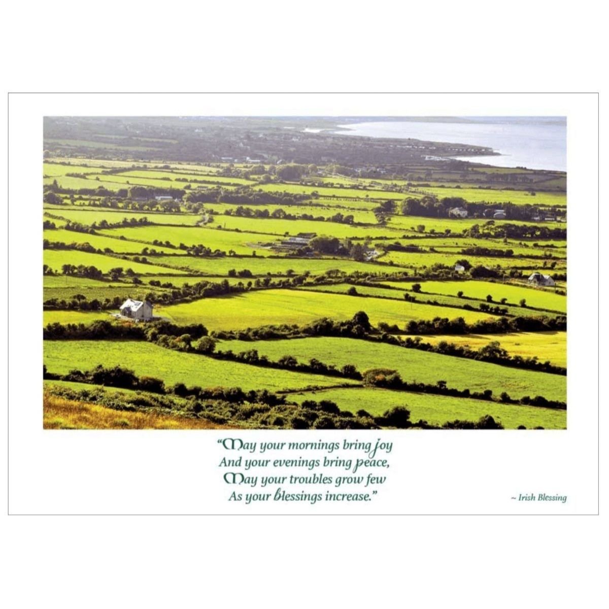 Green Irish Fields Birthday Card - Irish Blessing