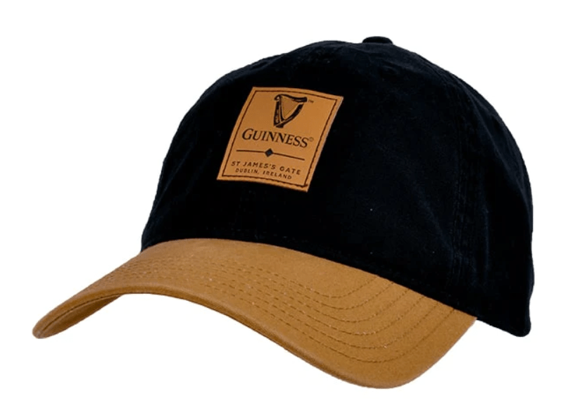Guinness Black & Caramel Cap with Leather Patch - The Celtic Gift Store - Hats