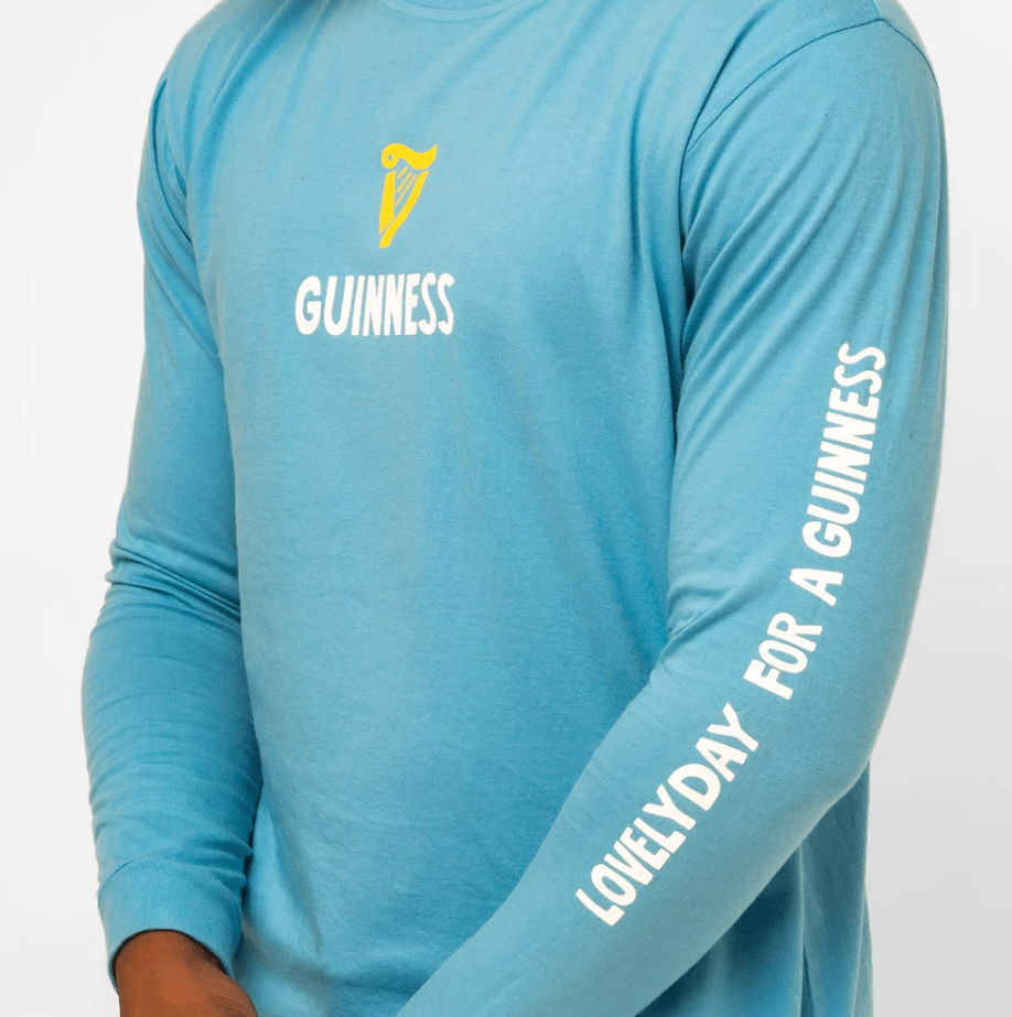 Guinness Lovely Day Blue Longsleeve T-Shirt - The Celtic Gift Store - Clothing