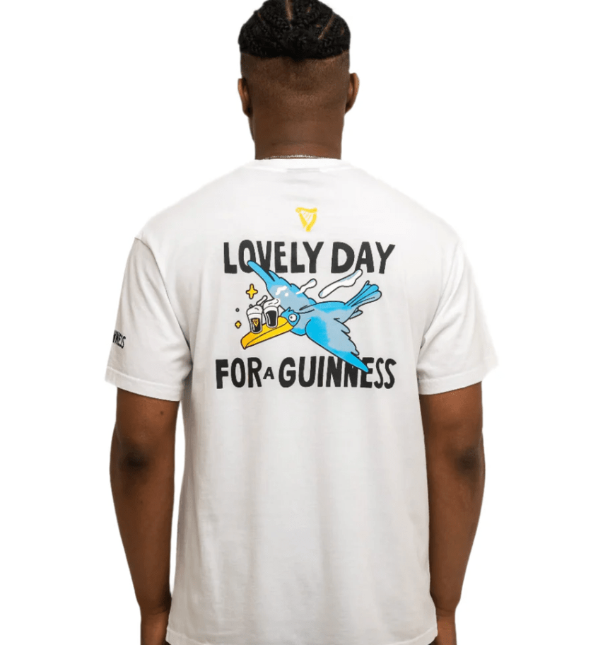 Guinness Lovely Day White Cotton T-Shirt - The Celtic Gift Store - Clothing