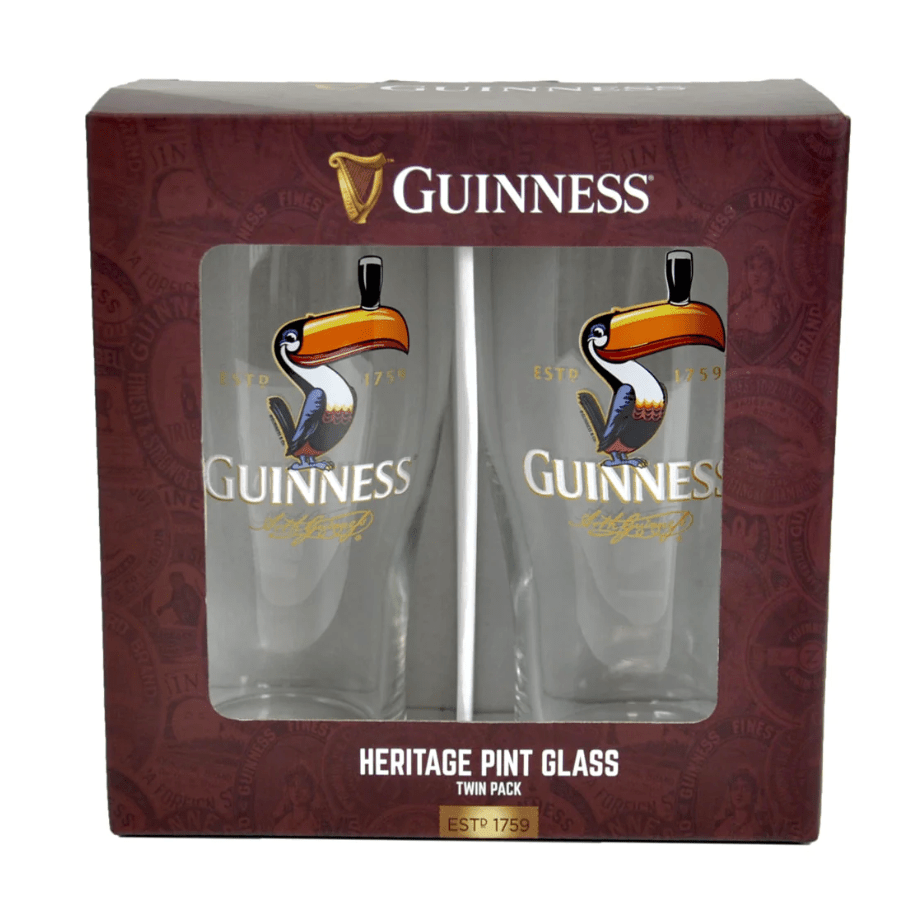 Guinness Toucan Pint Glass Boxed 20oz - 2 Pack - The Celtic Gift Store - Drinkware