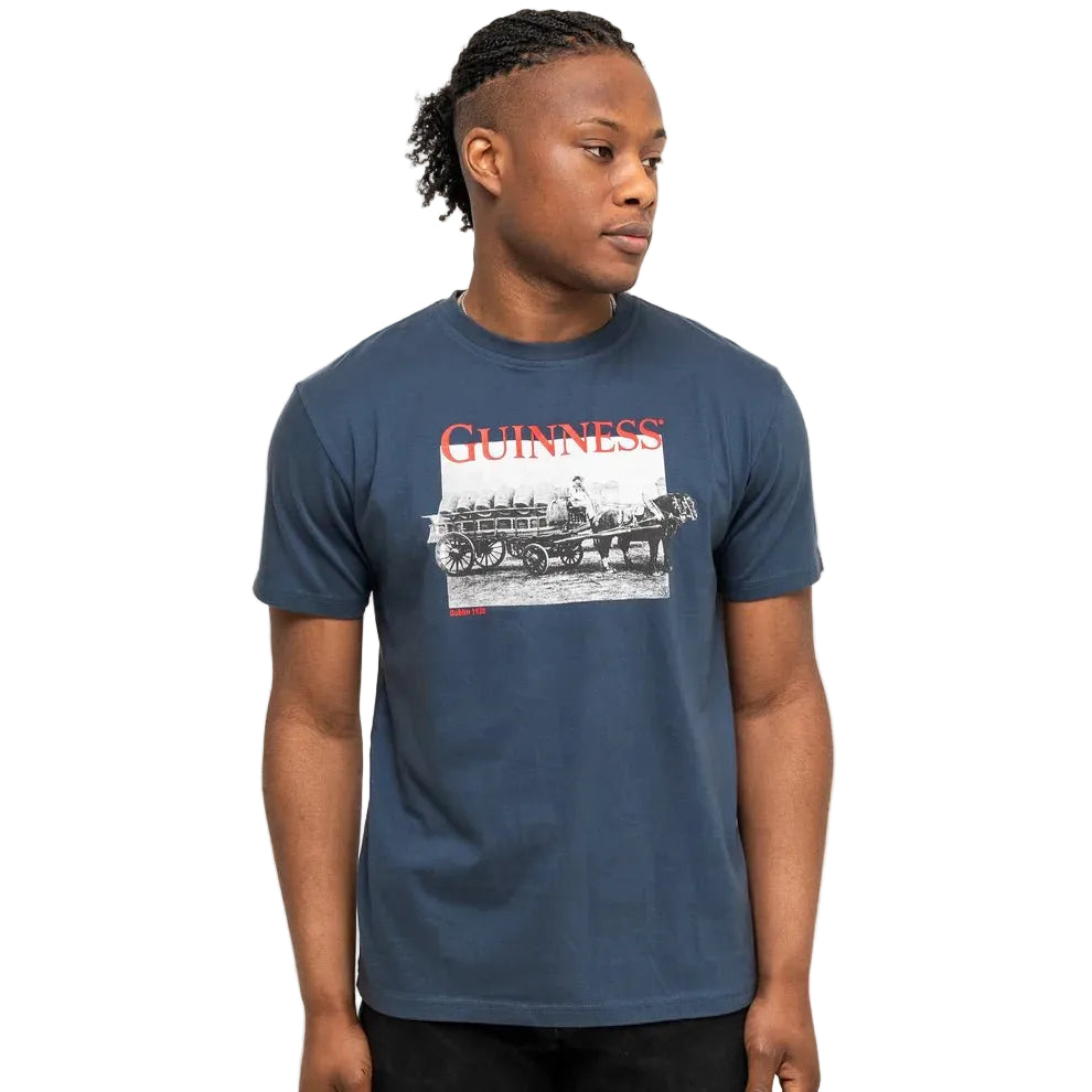 Guinness Transport Carriage Navy Blue Tee - The Celtic Gift Store - Clothing