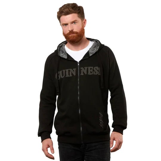 Guinness Vintage Black & Grey Label Lined Hoodie - The Celtic Gift Store - Clothing